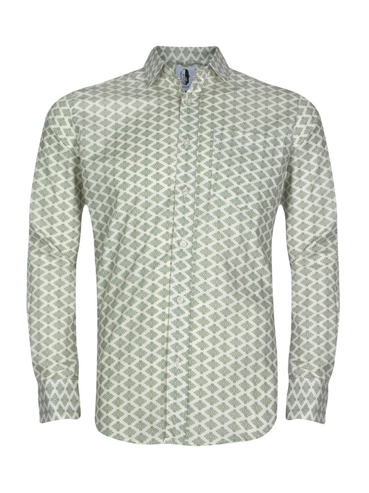 Sage Mosaic - Premium 100% Cotton Poplin Shirt