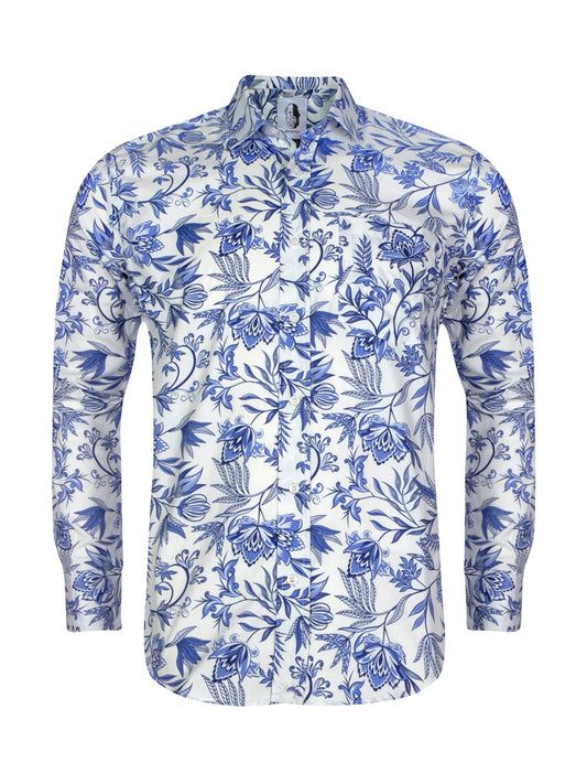 Azure Bloom - Premium 100% Cotton Poplin Shirt