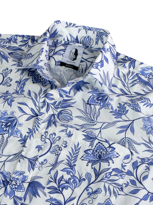 Azure Bloom - Premium 100% Cotton Poplin Shirt