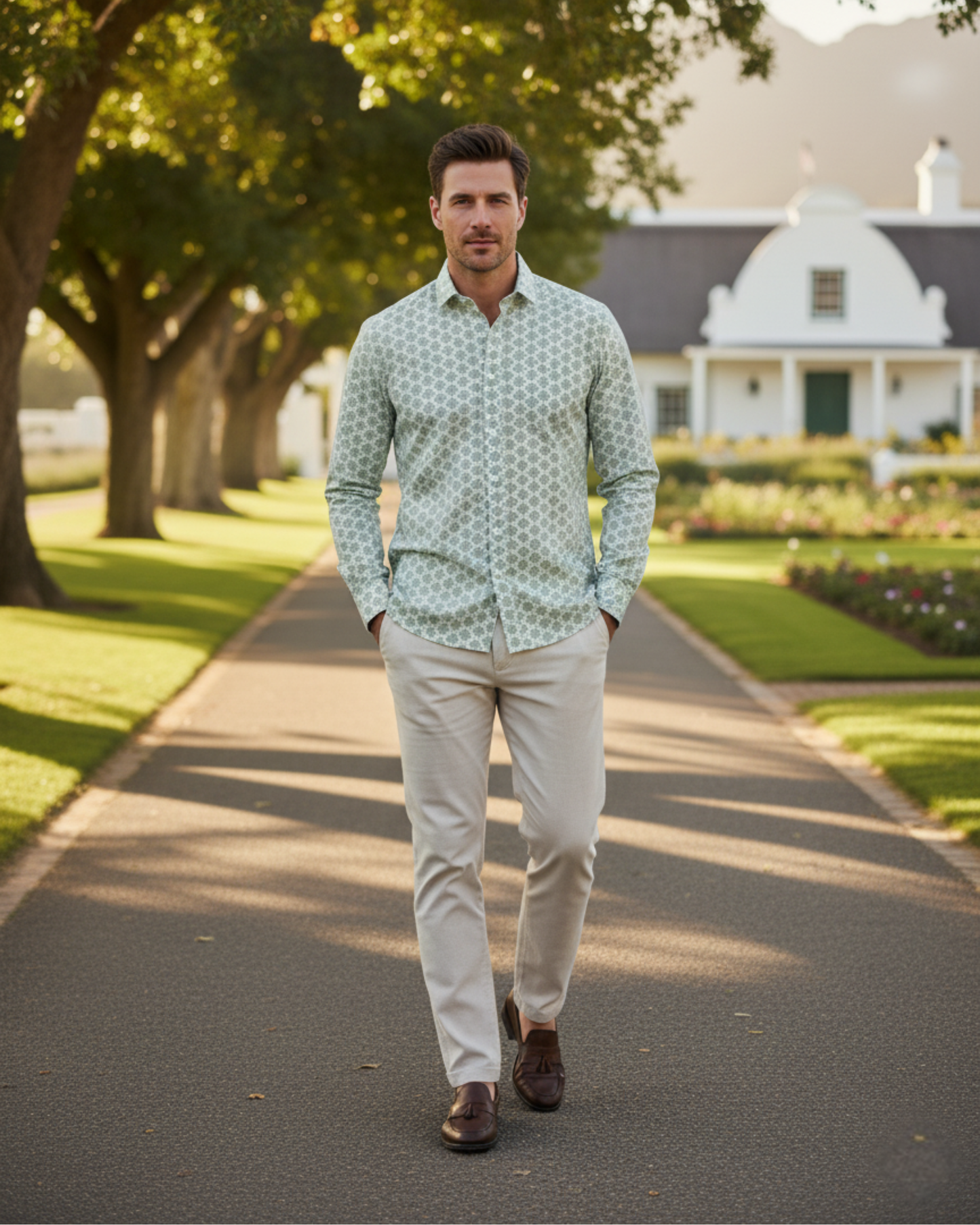 Sage Mosaic - Premium 100% Cotton Poplin Shirt