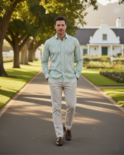 Sage Mosaic - Premium 100% Cotton Poplin Shirt