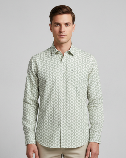 Sage Mosaic - Premium 100% Cotton Poplin Shirt