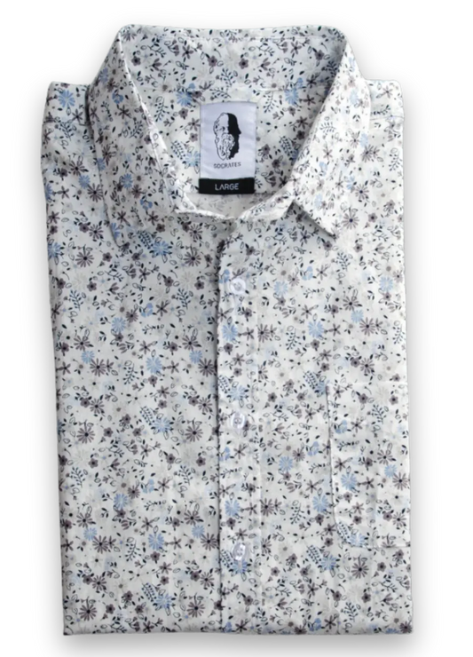 Summertime - Socrates Menswear 100% Cotton Poplin Button up Shirt for Men Product Shot